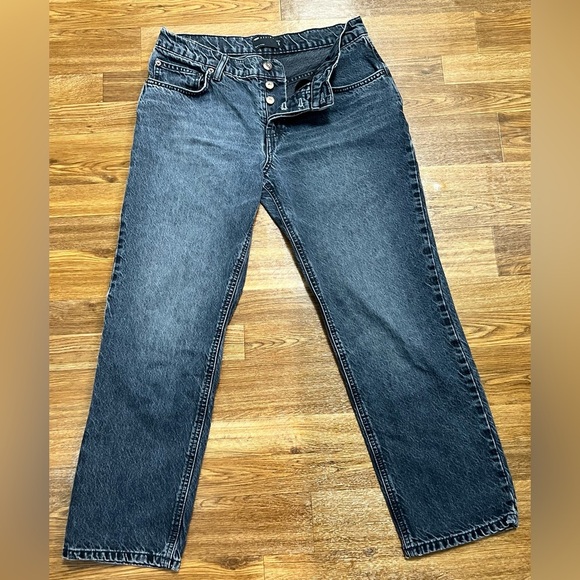 ASOS dark wash button fly petite straight cut denim jeans 28 waist - Picture 1 of 8